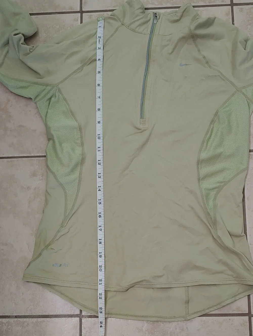 Nike Dry Fit Quarter Zip Pullover Women's Green Long Sleeve Running Shirt Size S